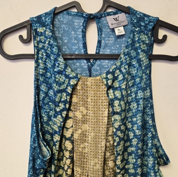 Worthington Petite Disco Snake Top Blue PL - Picture 3 of 7